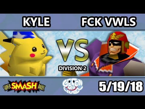 GOML 2018 - SSBMTL | Kyle (Pikachu) Vs. Fck Vwls (Falcon) SSB64 Division 2