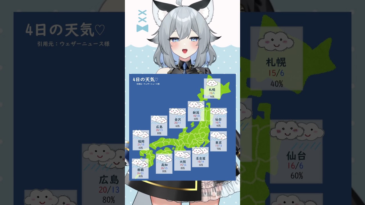 4月4日のお天気！皆様気をつけていってらっしゃいね～ #Vtuber #新人Vtuber #shorts #ひいらぎお天気 #vtuber
