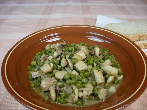 Sepia con guisantes