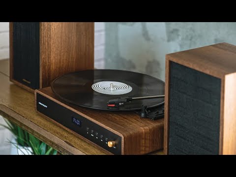 Crosley Alto Shelf System CR7019A With 3 Speed Turntable + Built-in Bluetooth, Walnut -NEW image 10
