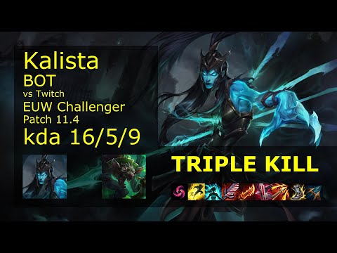 Kalista ADC & Thresh vs Twitch & Sett - EUW Challenger 16/5/9 Patch 11.4 Gameplay