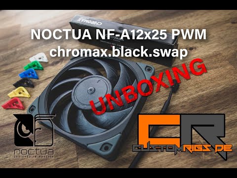 NOCTUA NF-A12x25 PWM chromax black swap UNBOXING