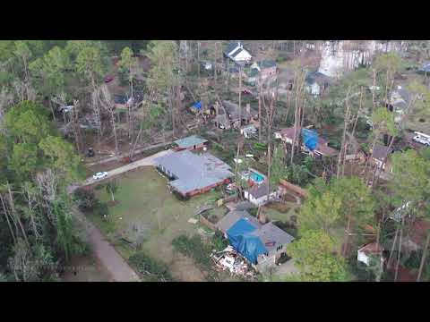 12-17-2019 Pineville, La Extensive Tornado damage, huge trees snapped homes destroyed drone 4k