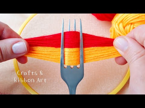 It's so Cutee !! Superb Woolen Flower Craft Ideas with Pencil - Hand Embroidery Amazing Trick