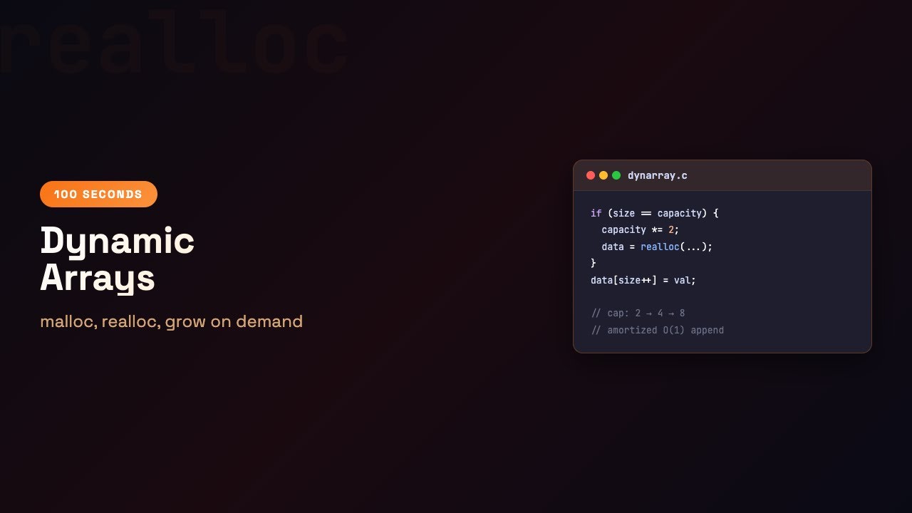 C in 100 Seconds: Dynamic Arrays | Episode 56