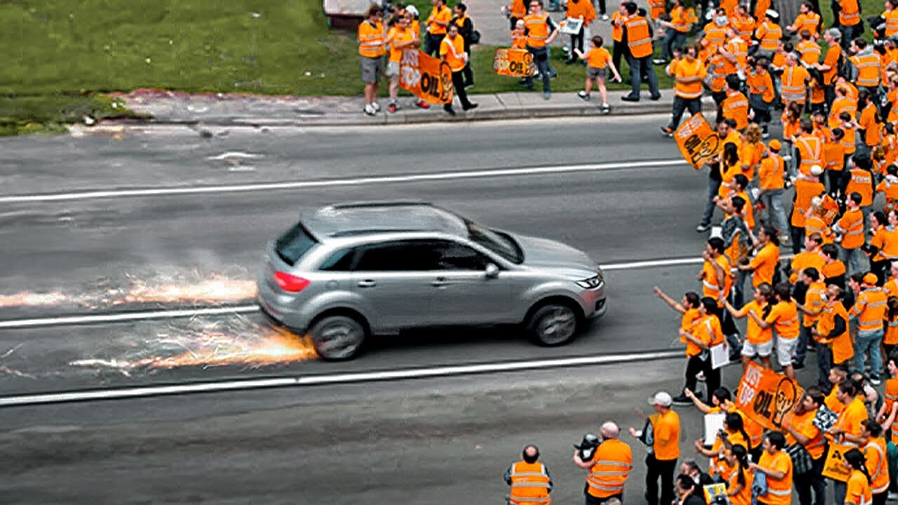 When Cars Don't Stop For Protesters !