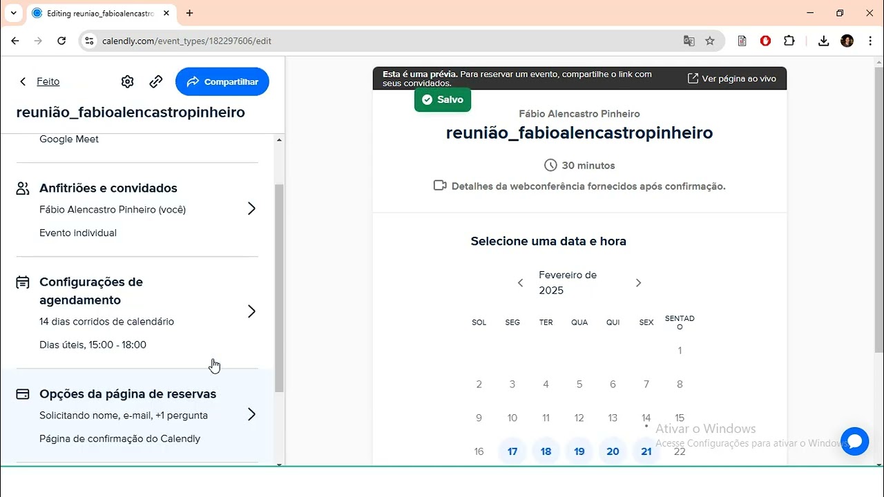 Como criar um link que dá acesso à sua agenda