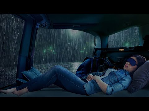 Heavy Rain on Camping Car Window in the Foggy Forest - Deep Sleep with Rain Sounds