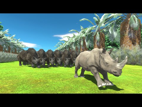 Escape from the woolly rhinoceros in the unknown land - Animal Revolt Battle Simulator