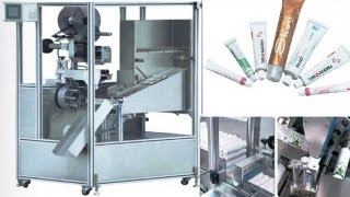 preview picture of video 'plastic tube labeling equipment Etikettiermaschine fuer kunststoffrohre pharmazeutische Ausrüstung'