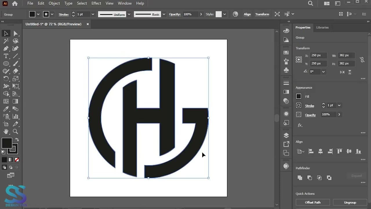 GH letter Logo Design in illustrator | Design a Monogram Logo in Illustrator #illustrator #logo