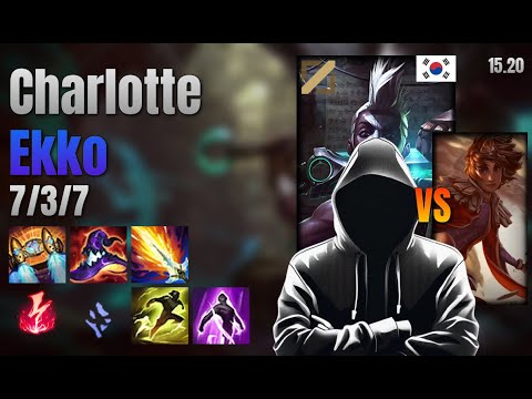 Charlotte Mid Ekko vs Taliyah lol KR solo rank Full Game 15.20 | charlotte 에코 vs 탈리야