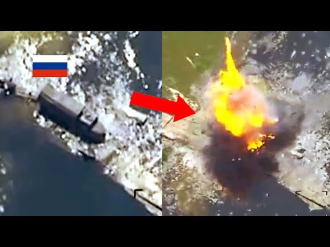 Ukrainian FPV Drone Strike Destroys Russian Truck and Artillery on Bridge