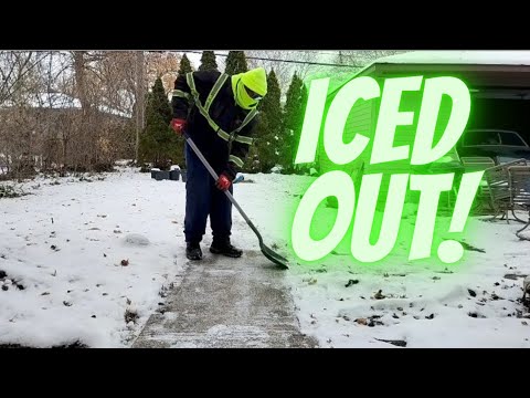 Thin sheet of❄️ [ICE-N-SNOW]🥶 broken up for (Older) customer💪🏾 #ice #snowremoval 