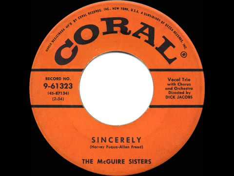 1955 HITS ARCHIVE  Sincerely   McGuire Sisters a #1 record