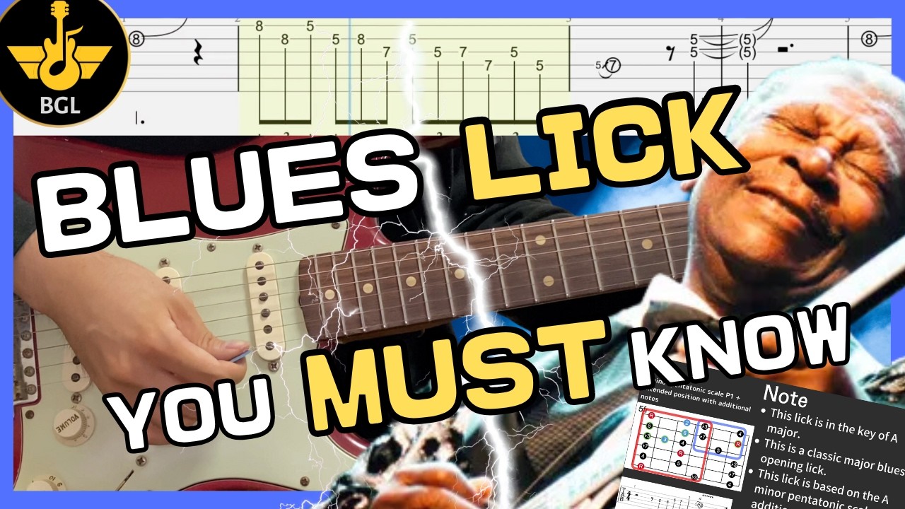 [Tabs & Theory Below] Blues Lick Drop/Stevie Ray Vaughan Lick 13 from Pride & Joy/Key of E(E Flat)