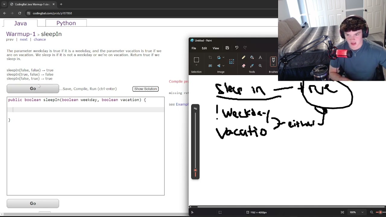Java CodingBat Warmup-1 sleepIn Problem Solution and Walkthrough (RE-UPLOAD)