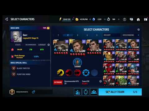 Level 80  Star lord vs Gorr same  result