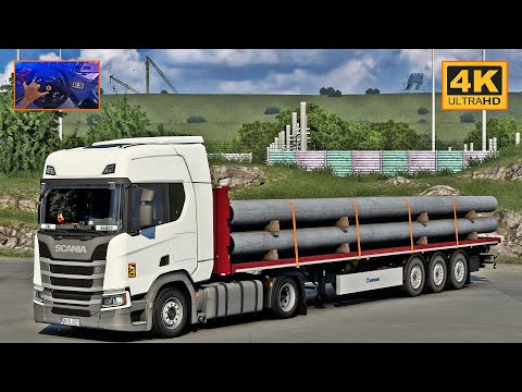 Scania R450 in Sealandia | ETS2 Gameplay 4K + wheel cam | Homorog - Farkasmező