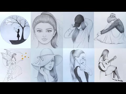 8 easy girl drawing ideas ( part -1 ) || Pencil sketch Tutorials || Art  Videos | Video & Photo