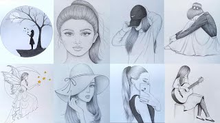 8 easy girl drawing ideas  ( part -1 )   Pencil sk