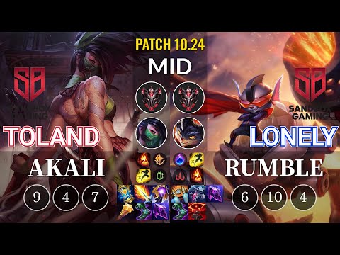 SB TolanD Akali vs SB Lonely Rumble Mid - KR Patch 10.24