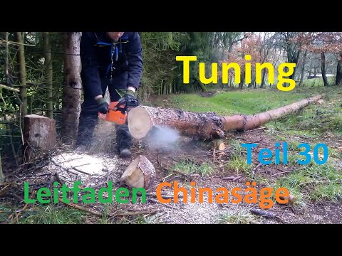 chinesische Kettensäge Reparatur Anleitung Teil 30  - Tuning mit Spezial Zylindersatz & 3er Auspuff