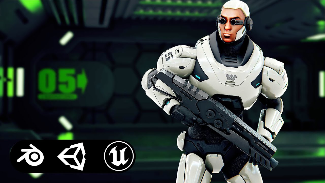 Cyborg Soldier F-2000 Auto-Rig Pro Rigged For Mixamo Unreal Engine Unity 3D Model