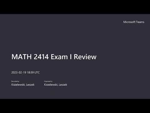 MATH 2414 Exam I Review - Spring'23