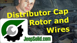 Jeep distributor cap: Distributor cap, rotor, and spark plug wires