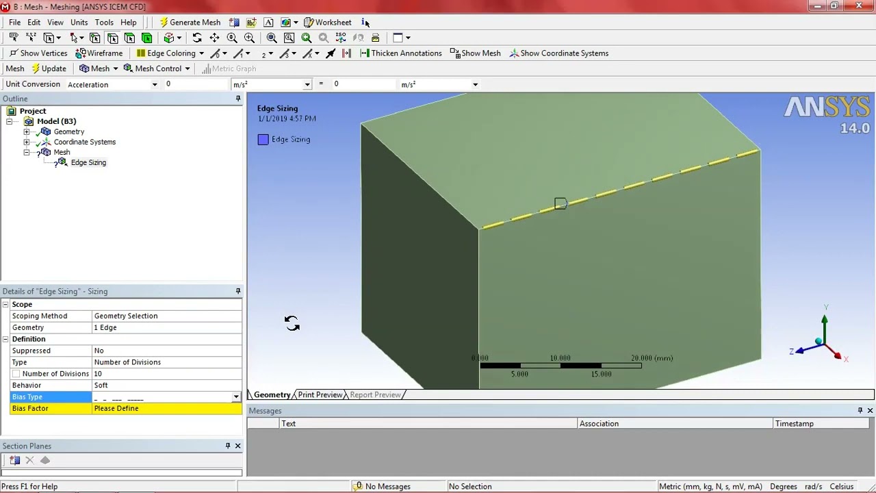 11 ANSYS WORKBENCH MESHING using  edge sizing  method