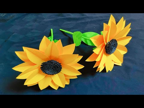 Easy Way To Make Beautiful Paper Sunflower - Paper Craft - Paper Flower - DIY Home Decor