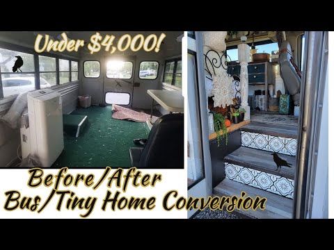 🖤🖤BUS to TINY HOME: Under $4,000! ARTISTIC DYI~ Before & After !!!