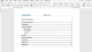 Creating Report Template in Word Format complete with table of contents