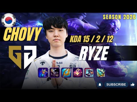 GEN Chovy RYZE vs ANIVIA Mid - Patch 26.2 KR Ranked | lolrec