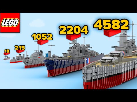 LEGO WARSHIPS From WW2 Built With 18 to 4582 Parts | Comparison