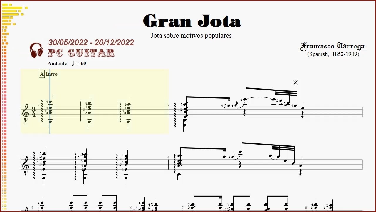 Tarrega, Gran Jota,  guitar