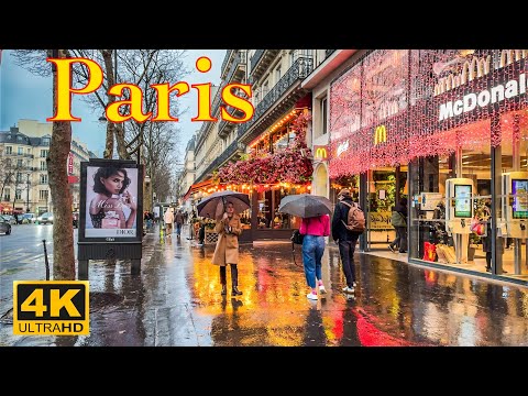 Paris, France🇫🇷 - Paris walking in the Heavy Rain 2024 - 4K HDR | Paris 4K | A Walk In Paris