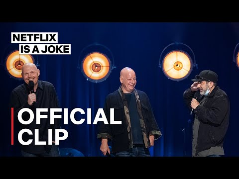 Thumbnail of the video: Jeff Ross, Dave Attell, and Bill Burr Bumping Mics | Bill Burr Presents: Friends Who Kill
