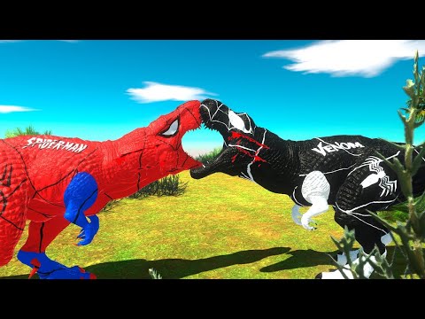 VENOM T-REX vs SPIDER-MAN T-REX - Animal Revolt Battle Simulator