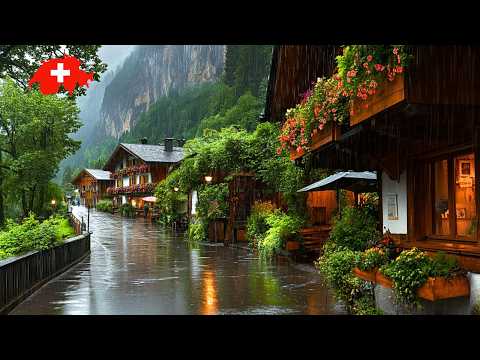 Día Lluvioso de Primavera en SUIZA 🌧️ Los Pueblos Más Hermosos 🇨🇭 Caminando bajo la Lluvia en Brienz