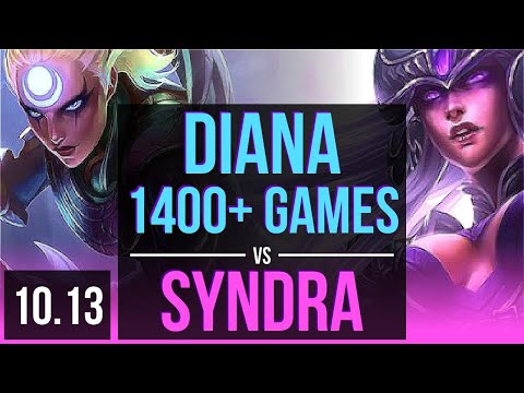 DIANA vs SYNDRA (MID) | 2.3M mastery points, 1400+ games, 3 early solo kills | EUW Diamond | v10.13
