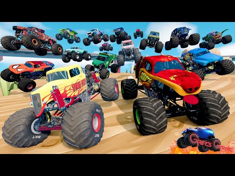 Monster Jam INSANE Monster Truck Mud Battle and Monster Truck Crashes #4 | BeamNG Drive Mods