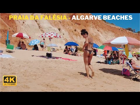 4k Praia da Falésia Açoteias Beach Walk 🏖️ Albufeira, Algarve Portugal 2022