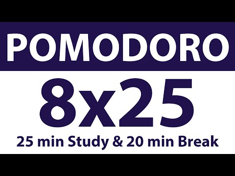 Pomodoro Technique | 8 x 25 min | 25 min Study & 20 min Break | Study Timer | No Ads | No Music