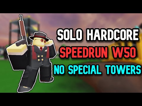 Solo Hardcore Wave 50 Speedrun Without Special Towers - Tower Defense Simulator | TDS