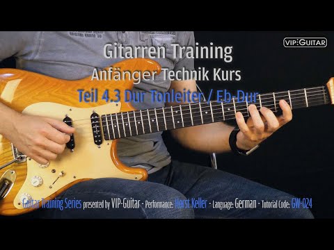 Gitarren Training: Anfänger Technik Kurs Teil 4.3 Dur Tonleiter / Eb-Dur 40-60 BPM