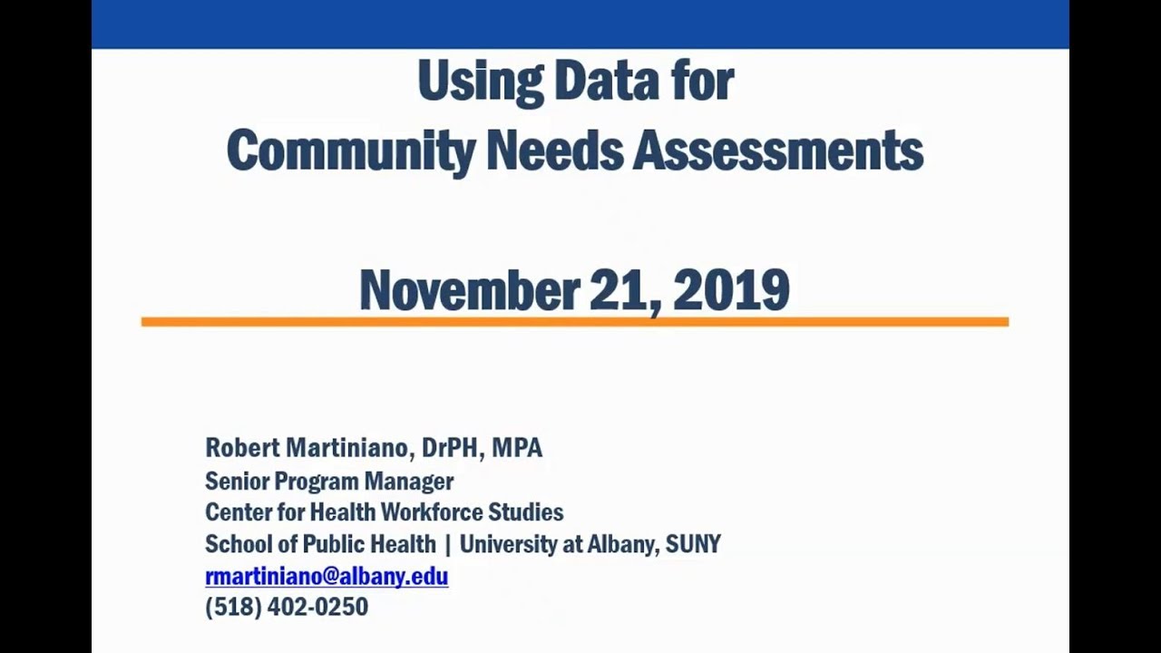 Using Data for Community Needs Assessments