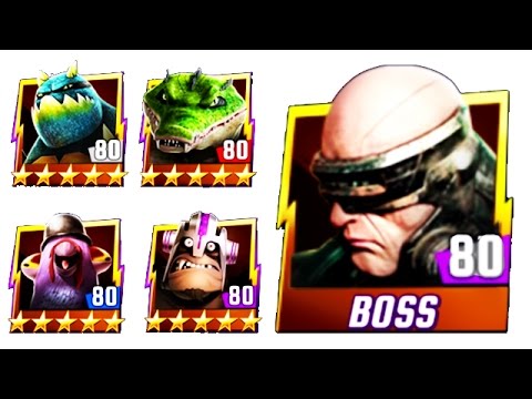 TMNT Legends - All Max Level 80 Mutanimals vs Krang Of Command Boss