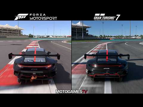 Forza Motorsport (2023) vs Gran Turismo 7 - Porsche 911 GT3 R (992) at Yas Marina Circuit